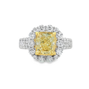 White Gold Fancy Yellow Gold Diamond Halo Ring