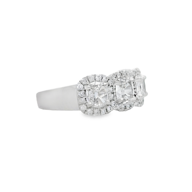 Henri Daussi Five Stone Diamond Halo Band