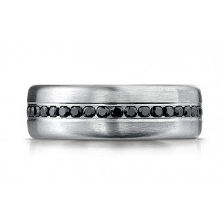 Benchmark White Gold Men's Black Diamond Wedding Band