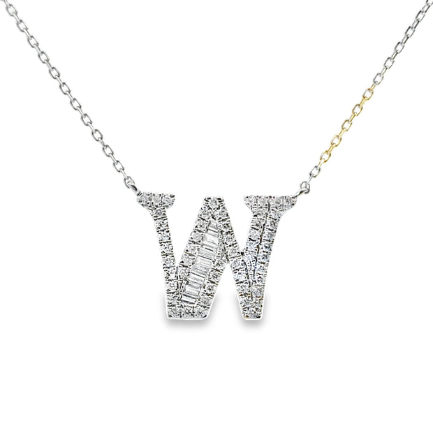 White Gold Diamond Initial Necklace