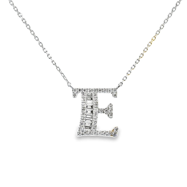 White Gold Diamond Initial Necklace