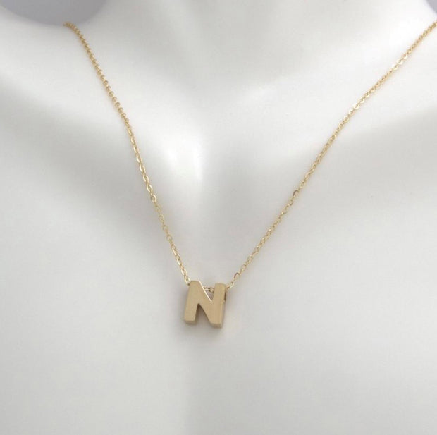 Yellow Gold Initial Necklace