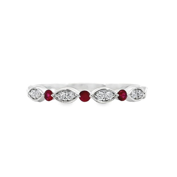 White Gold Diamond and Ruby Wedding Band