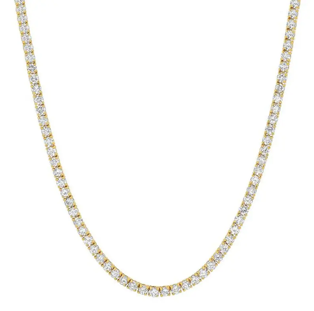 Lab Grown 18.33 Cttw. Yellow Gold Diamond Tennis Necklace