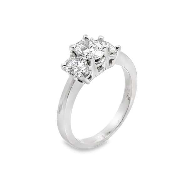 Lab Grown White Gold Three Stone Diamond Engagement Ring