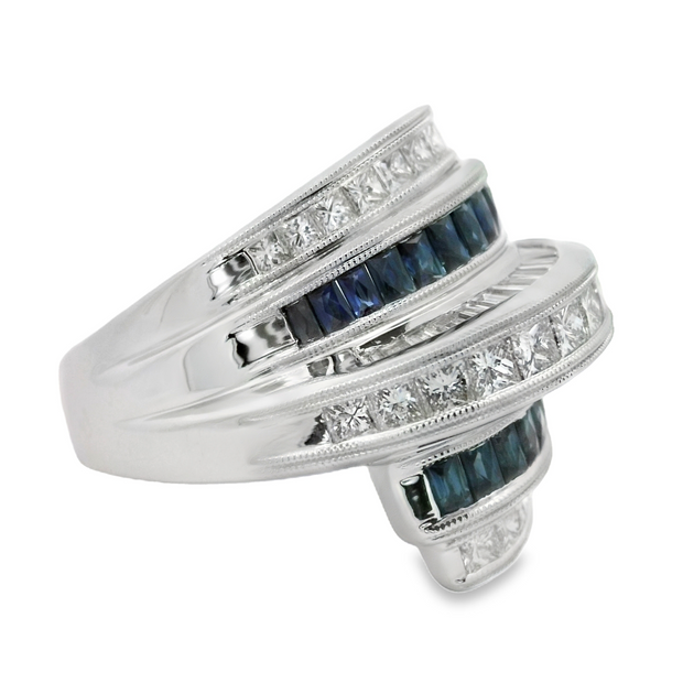 White Gold Sapphire and Diamond Fashion Ring