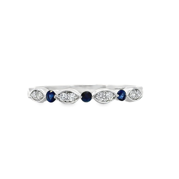 White Gold Diamond and Sapphire Wedding Band