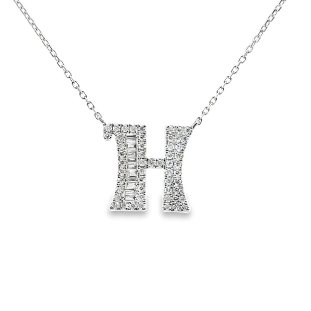 White Gold Diamond Initial Necklace