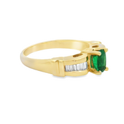 Yellow Gold Emerald and Diamond Ring