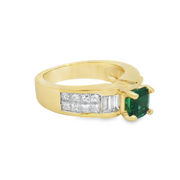 Yellow Gold Emerald and Diamond Ring