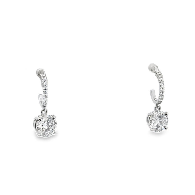 Lab Grown 2.29 Cttw. White Gold Diamond Drop Earrings