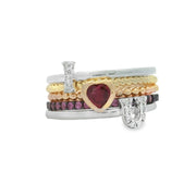 Tri-Colored Gold "I Love U" Stackable Ring Set