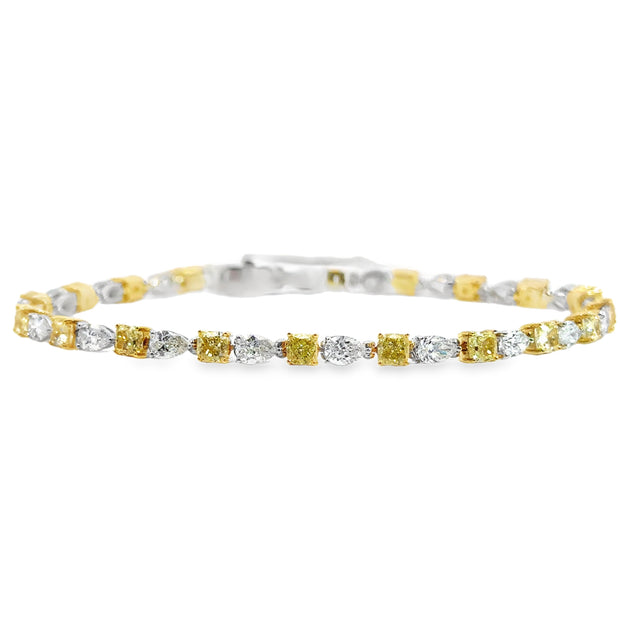 White Gold White and Fancy Yellow Diamond Fashion Bracelet