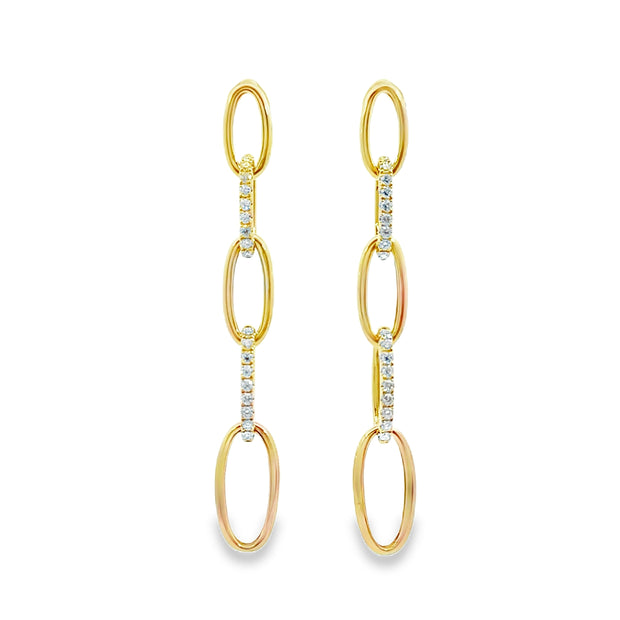 Shy Creation Yellow Gold Diamond Dangle Earrings