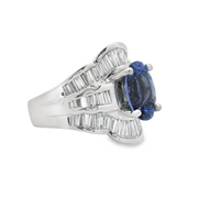 Platinum Tanzanite and Diamond Baguette Ring