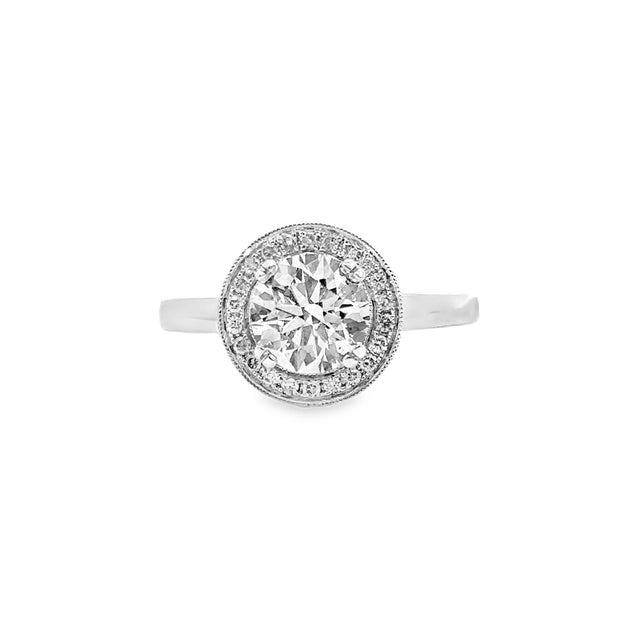 Lab Grown White Gold Diamond Halo Engagement Ring