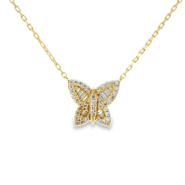 Yellow Gold DIamond Butterfly Necklace