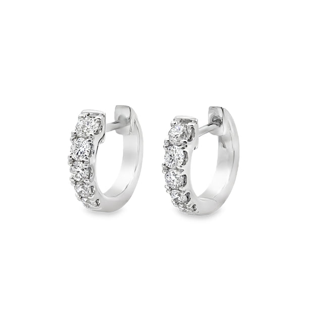 White Gold Diamond Huggie Earrings