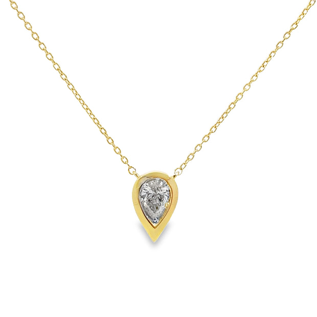 Yellow Gold Diamond Solitaire Necklace