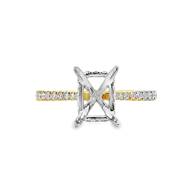 Yellow and White Gold Halo Engagement Ring
