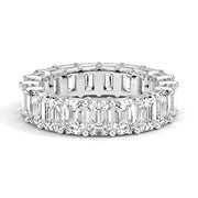 Lab Grown White Gold Emerald Cut Diamond Eternity Band