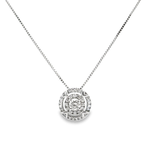 White Gold Diamond Halo Fashion Pendant