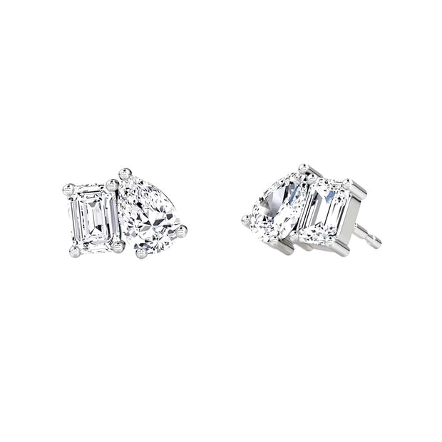 Lab Grown White Gold Diamond Toi Et Moi Earrings