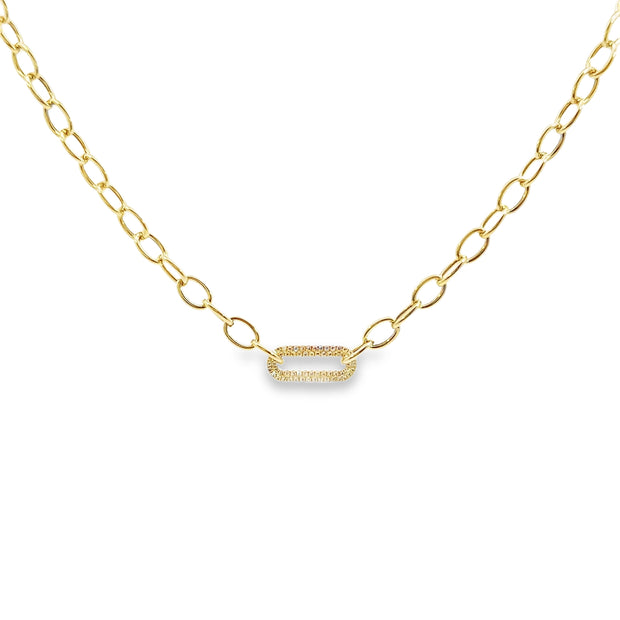 Yellow Gold Paper Clip Diamond Fashion Necklace