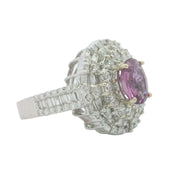 White Gold Pink Sapphire and Diamond Fashion Ring