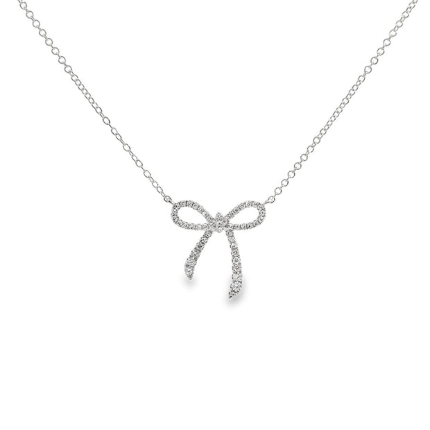 White Gold Diamond Ribbon Necklace