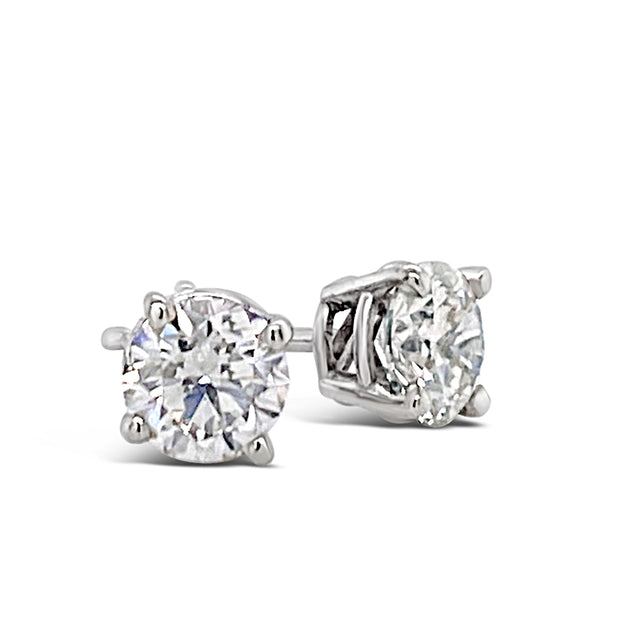 1.53 Cttw. White Gold Diamond Solitaire Earrings